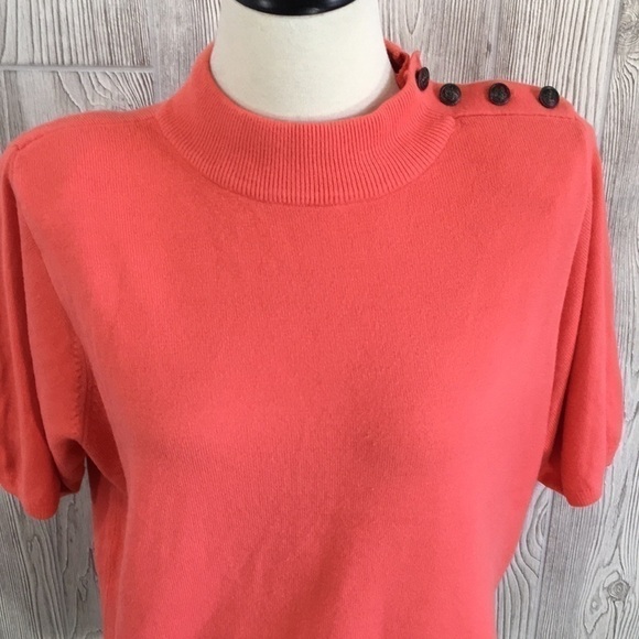 Vintage JP Collections Mock Turtleneck Orange Short Sleeve Sweater Top - Picture 2 of 8